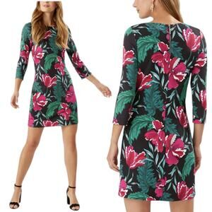 Tommy Bahama Darcy Blooms Baroque Floral Print 3/4 Sleeve Tunic Dress size S/P